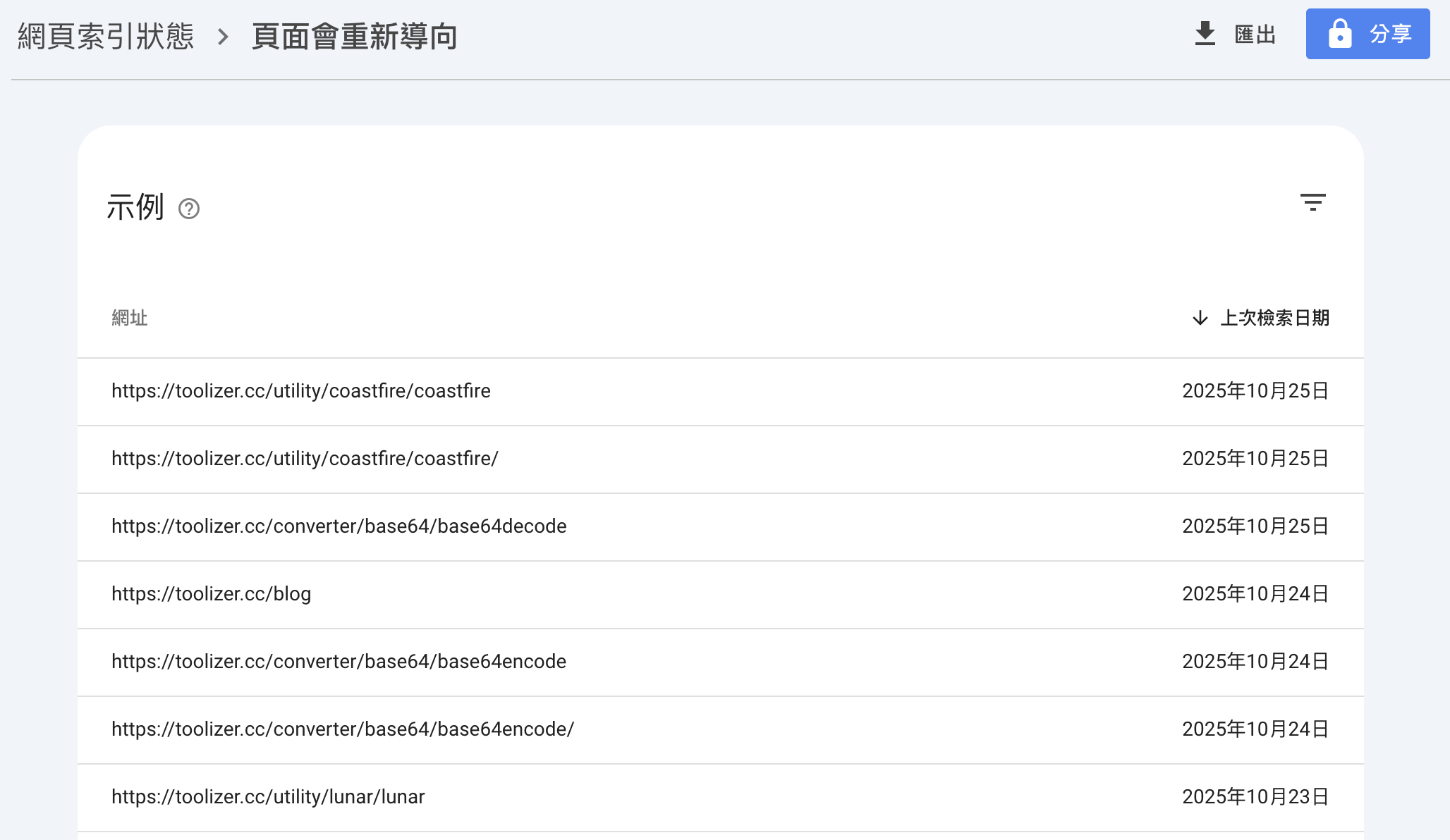 會重新導向的網址列表，目前都已棄用